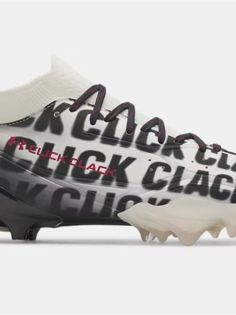 Under Armour Click Clack Men’s Football Cleats - White/Black/Pink